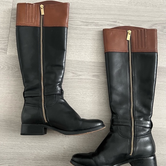 Michael Kors black & brown riding boots - Picture 2 of 7